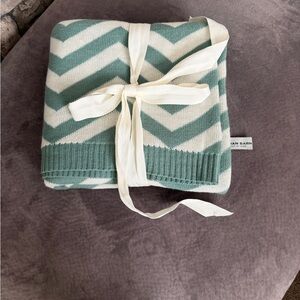 Urban Barn Green and White Chevron Blanket
